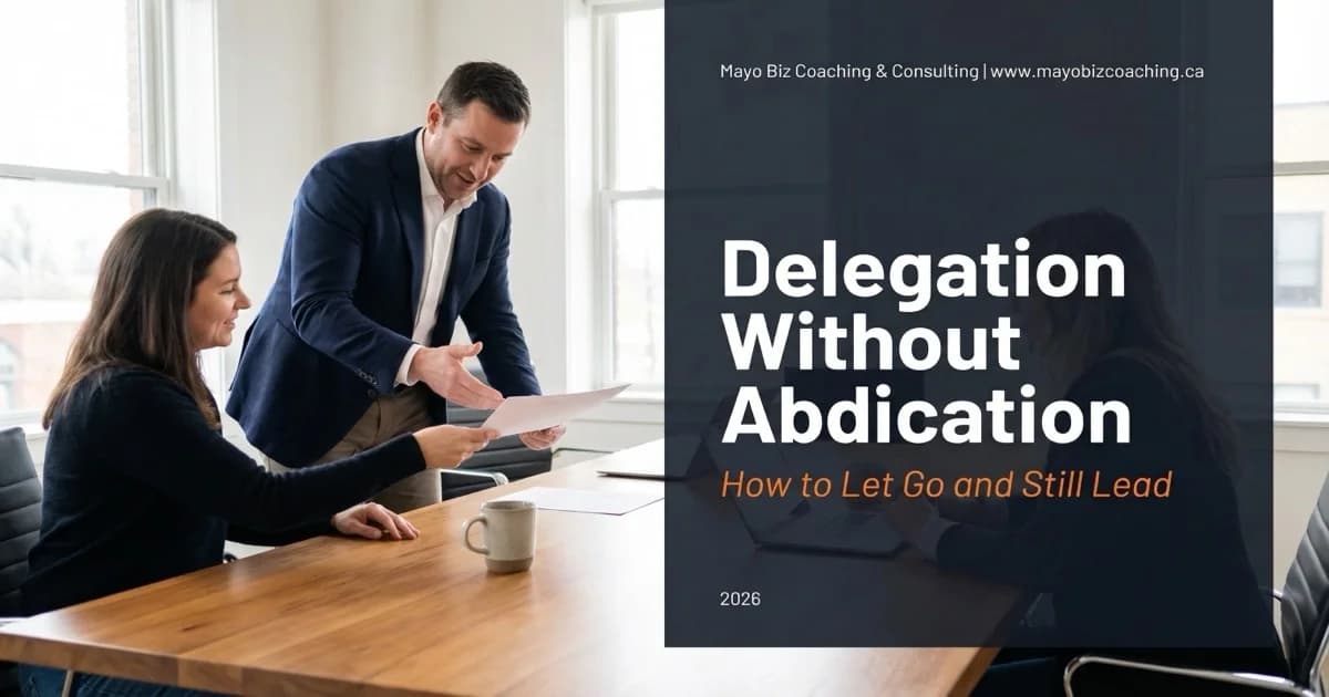 Leader delegating work to a capable team member with clear ownership and authority