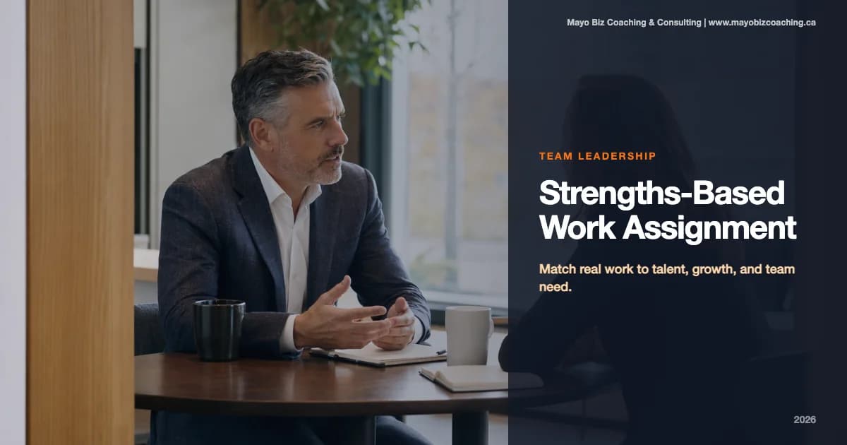Leader using strengths based work assignment to match team talent with meaningful growth work