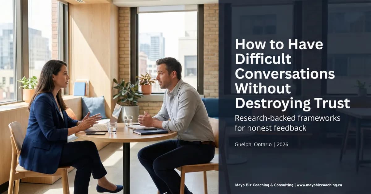 Leader having an honest feedback conversation with a team member while maintaining trust and respect