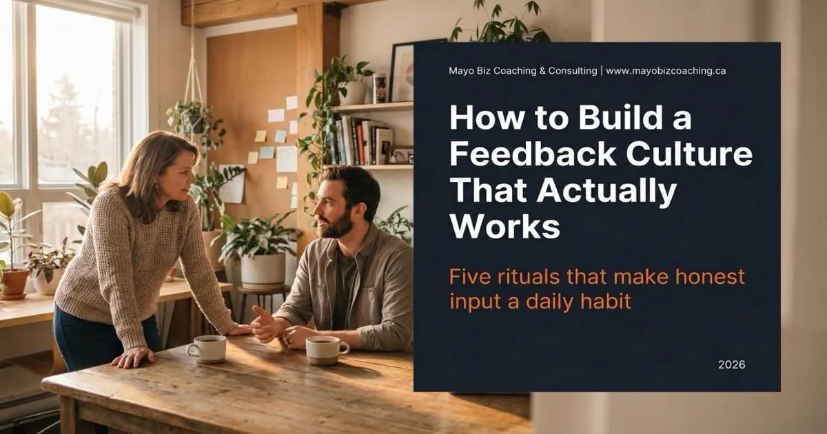 Team members sharing honest feedback in a small business meeting with trust and openness