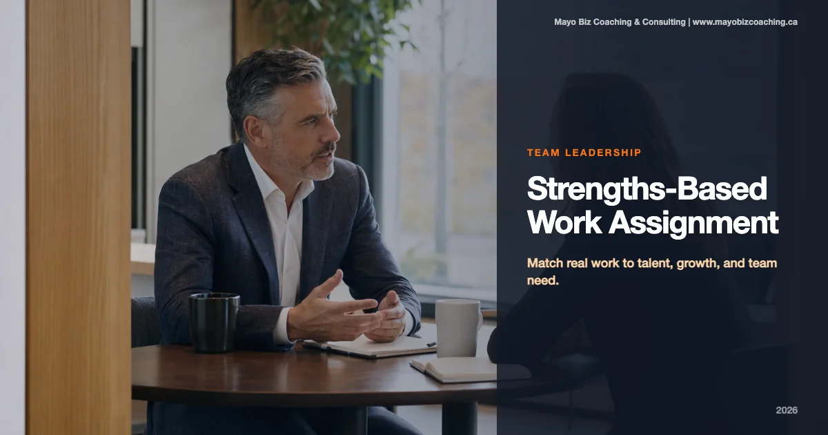 Leader using strengths based work assignment to match team talent with meaningful growth work