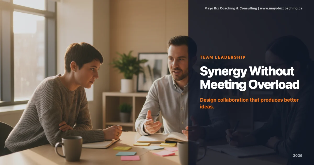 Leadership team using team collaboration design to reduce meeting overload and improve decision quality